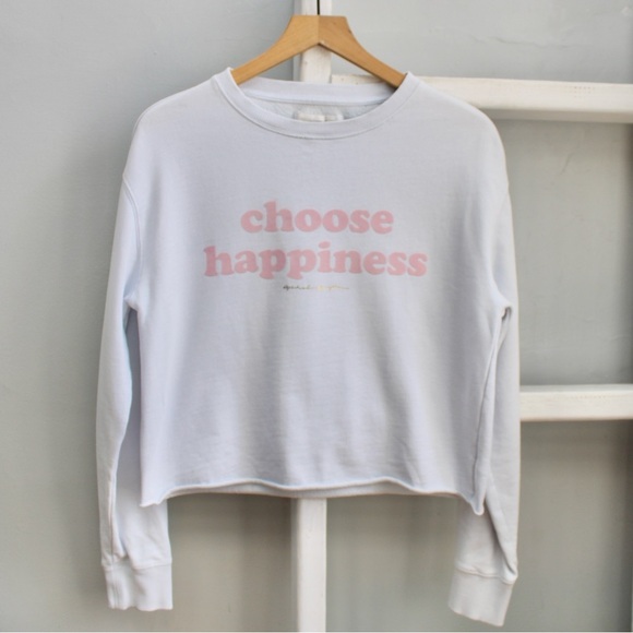 Spiritual Gangster Tops - Spiritual Gangster White 'Choose Happiness' Sweatshirt size Small